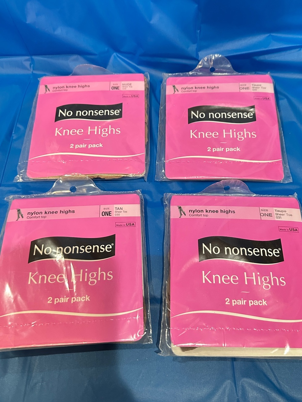 NEW & SEALED 4 packages of Two-pair of No nonsense Women’s Knee Highs